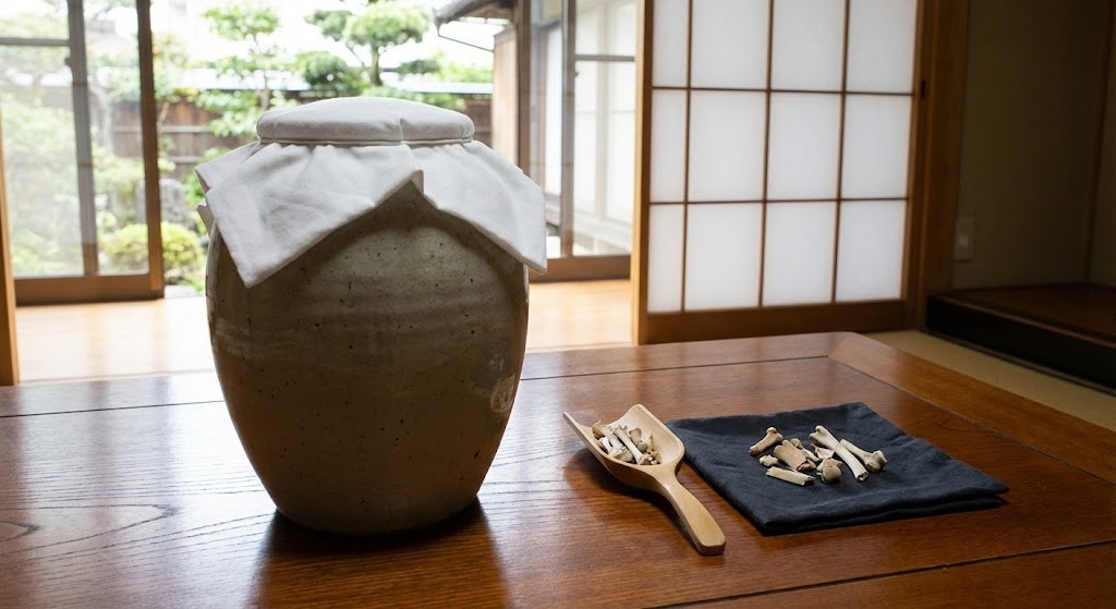 遺骨と骨壷のイメージ