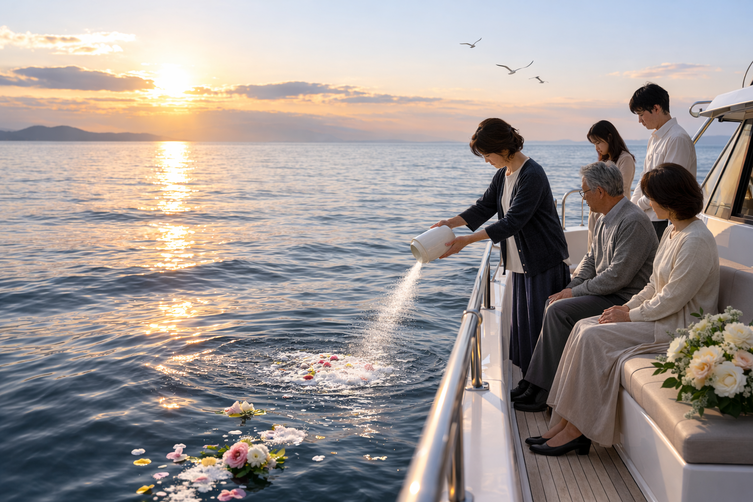 瀬戸内海の穏やかな海と自然葬のイメージ
