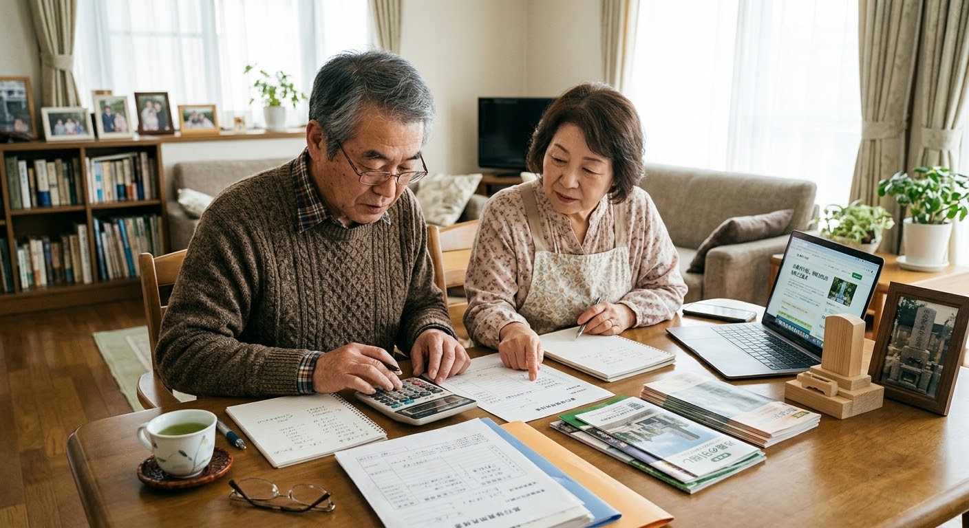 墓石移設費用を計算している様子