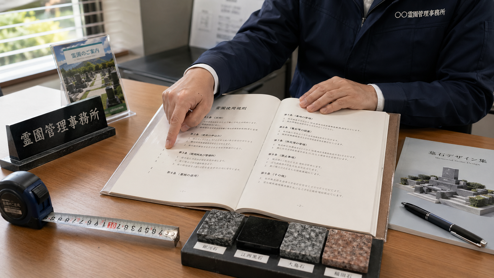 霊園・寺院の墓石規約を確認する打ち合わせのイメージ画像