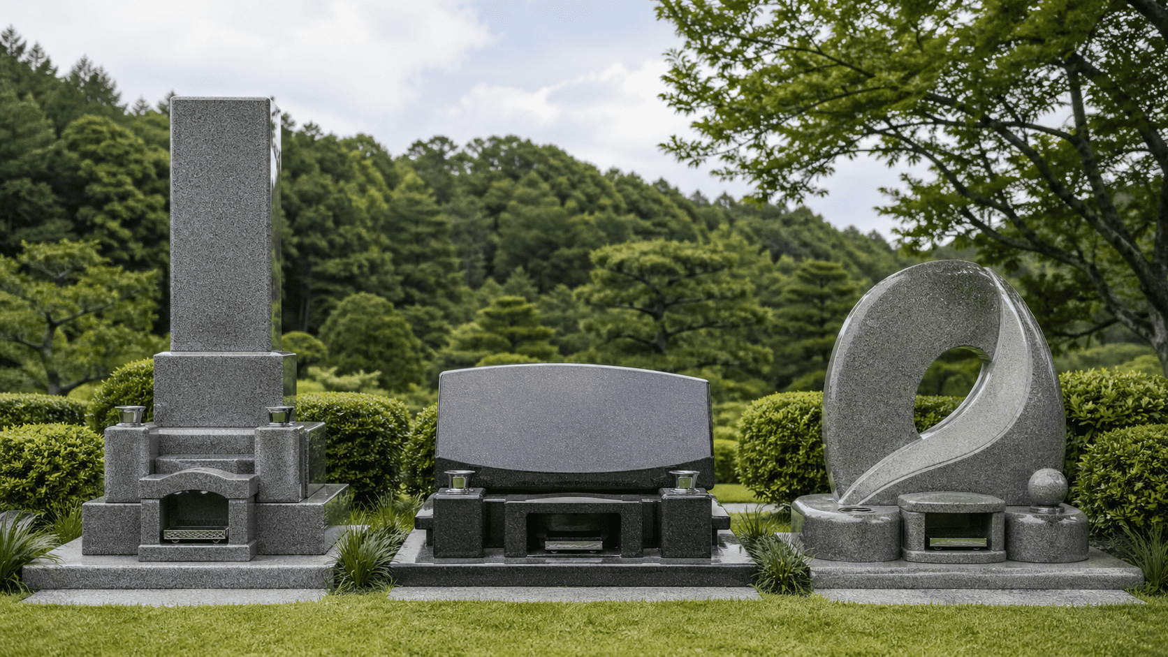 和型・洋型・デザイン墓石の比較写真