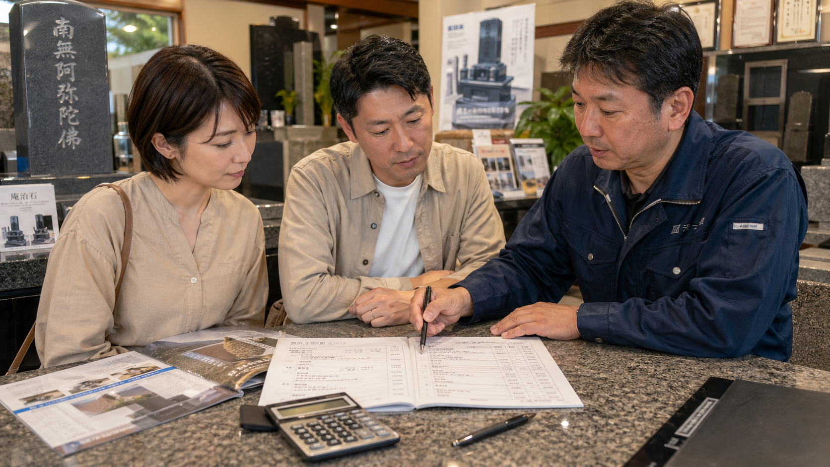 墓石の費用内訳を確認しているイメージ写真