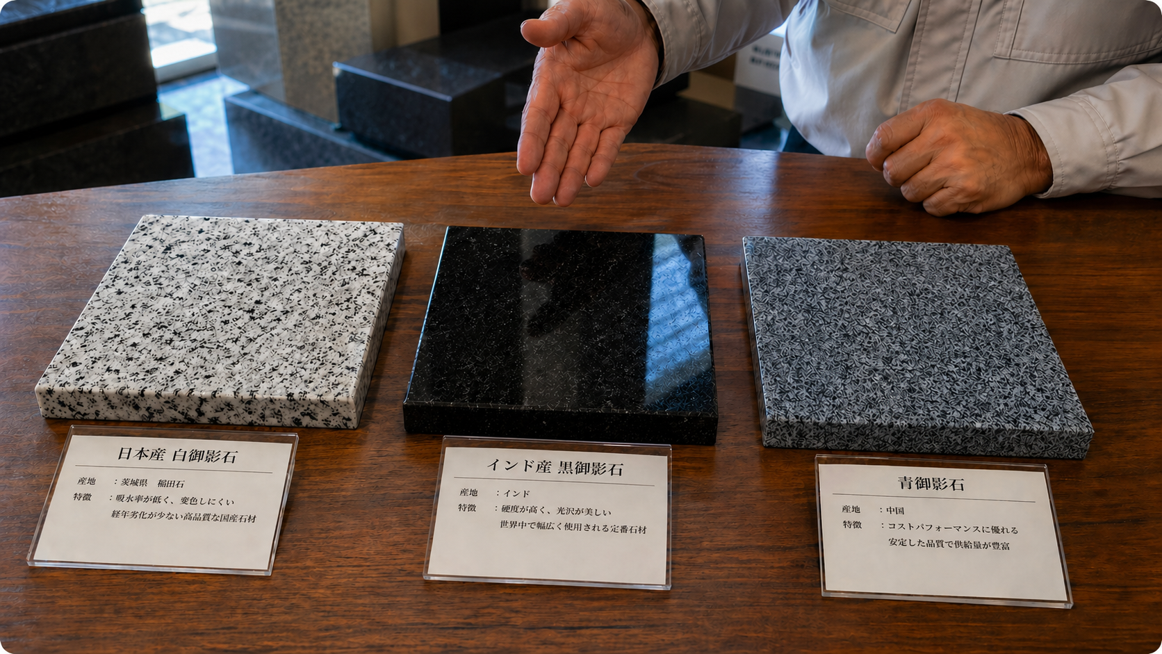 墓石の値段を左右する要素を比較しているイメージ写真