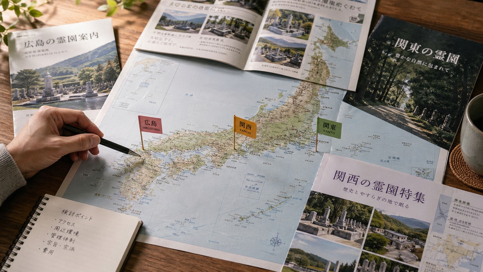 地域別のお墓の費用相場を比較しているイメージ写真