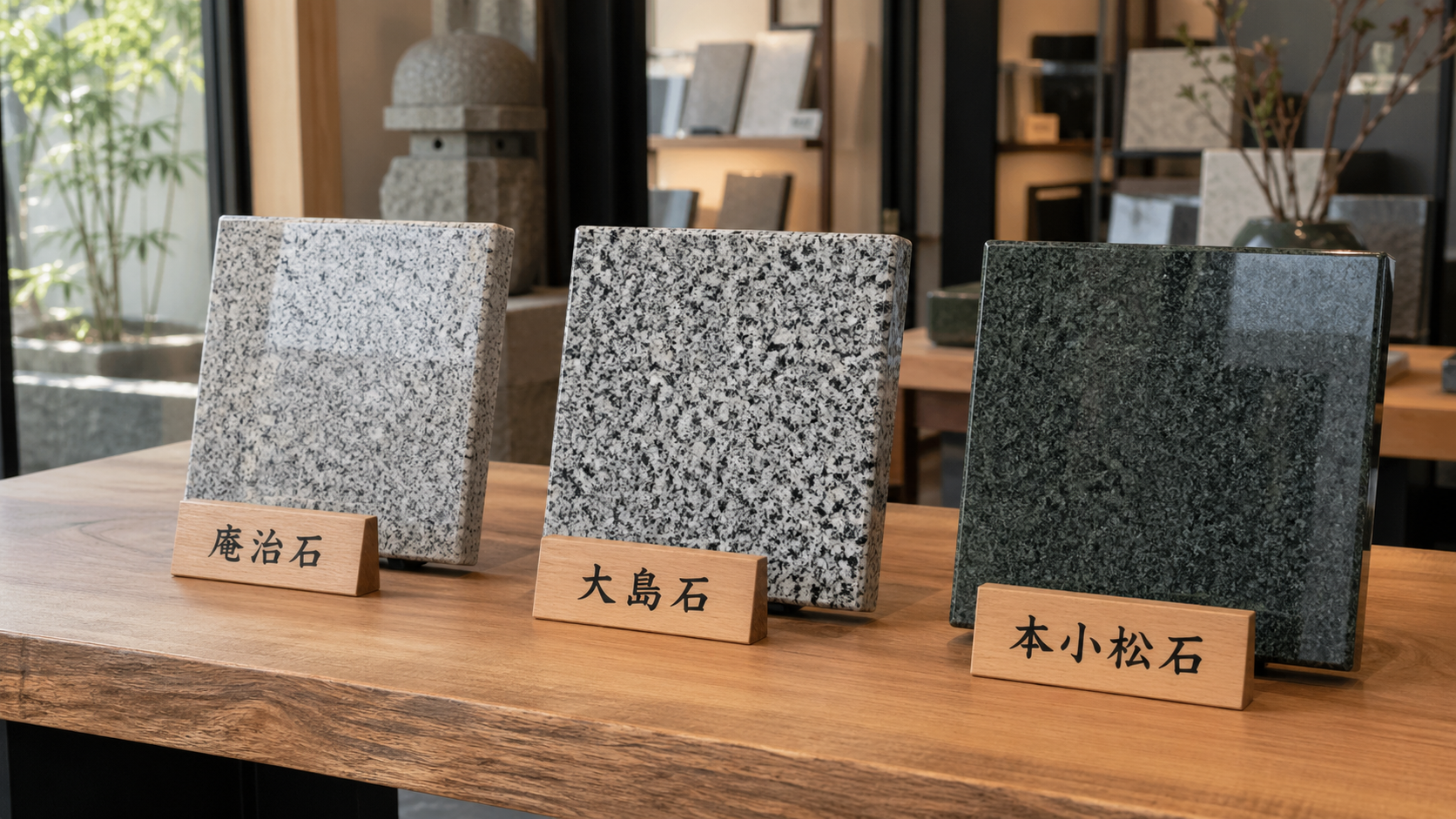 庵治石・本小松石・大島石など人気の国産石材サンプル写真