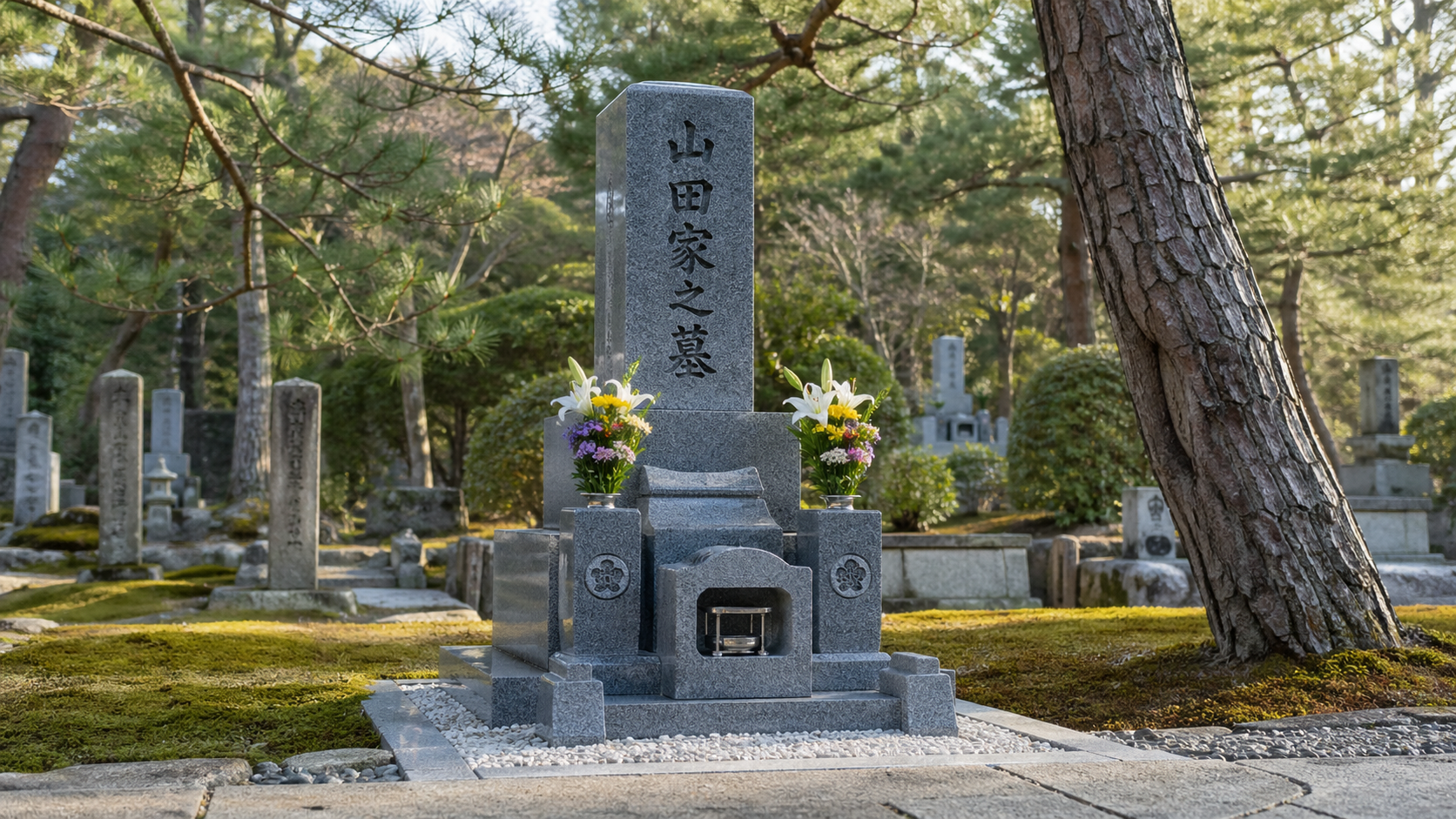 国産石材で建てた格式高い和型墓石のイメージ写真