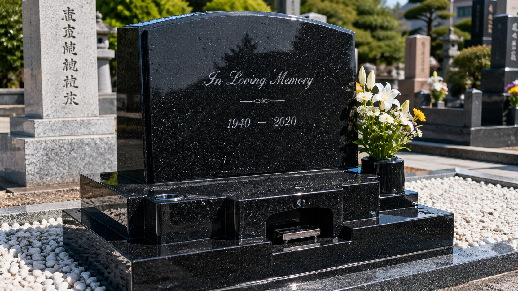 アーバングレー・クンナムなどインド産石材で建てた墓石のイメージ写真