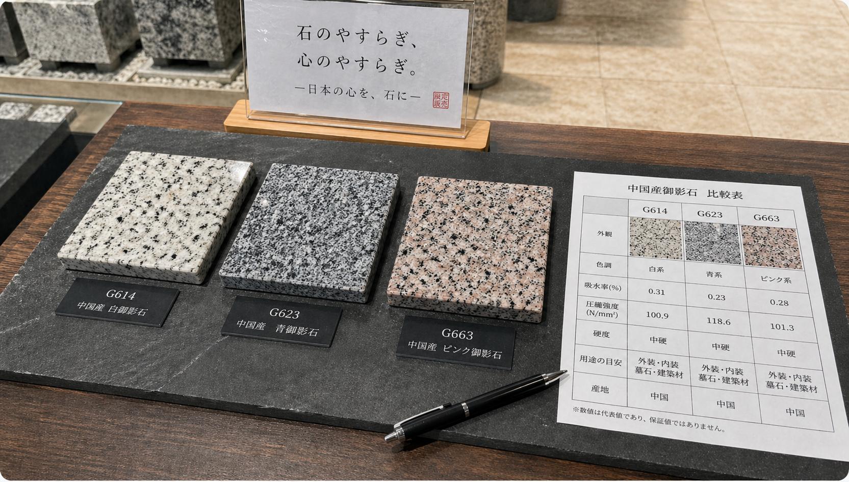 G614・G623など中国産御影石のサンプル写真