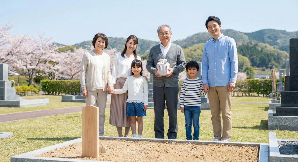 安心して墓じまいを進める家族のイメージ